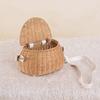 WISHNYMPH Portable Rattan Basket Shoulder Bag with Long Strap Kids Woven Basket Bag Handwoven Picnic Messenger Photography Props view 4