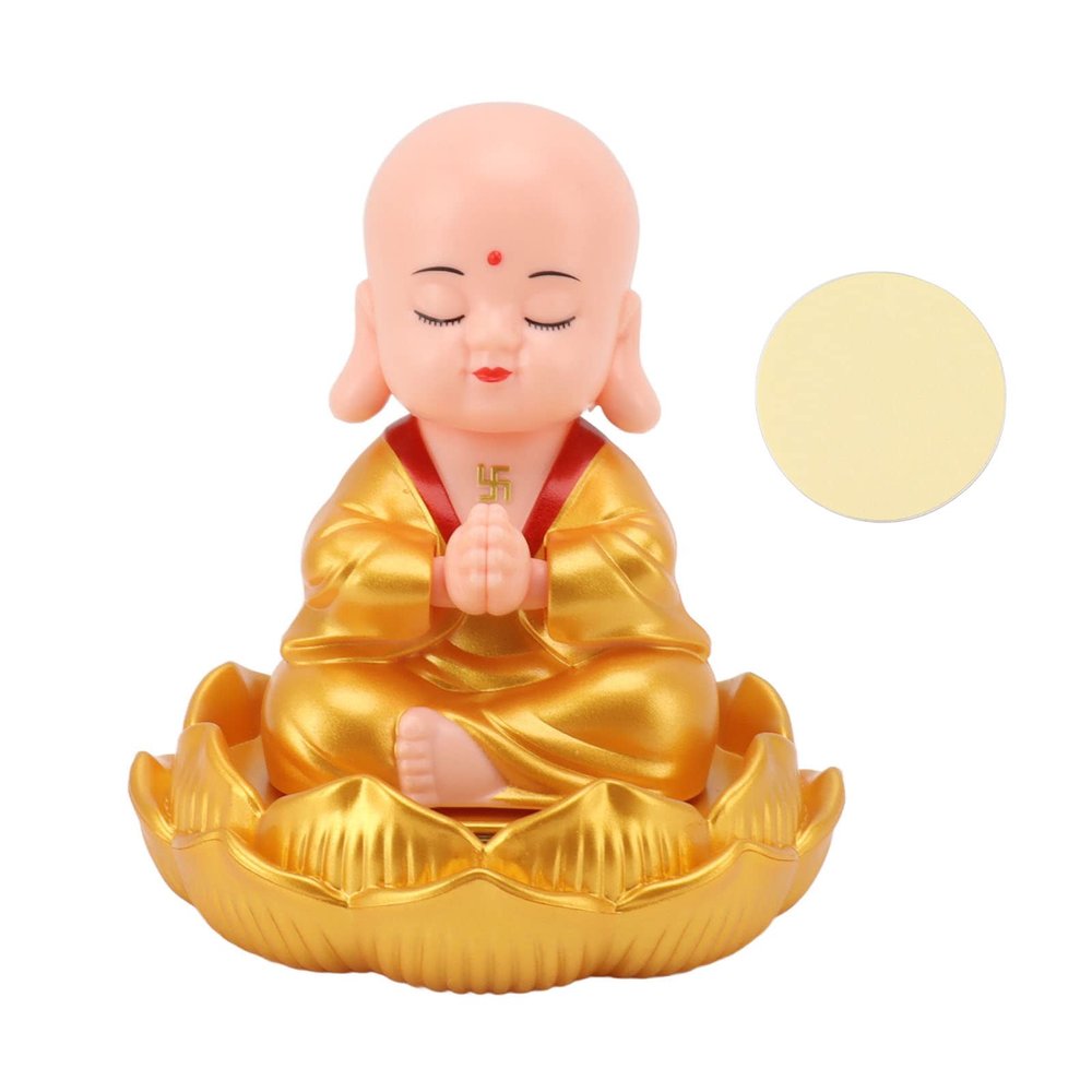 Grcfumo Monk Ornaments, Little Buddha Monk, Little Monk Sculptures for Car Dashboard Home Display Decoration(Gold)