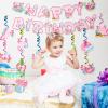 iPartyGo Axolotl Happy Birthday Banner - 12PC Pink Birthday Decor Backdrop Sign Party Supplies Set Cute Animals Photo Background Supplies Hanging Swirls Decorations Girls Boys Women Men Children Kids view 3