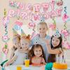 iPartyGo Axolotl Happy Birthday Banner - 12PC Pink Birthday Decor Backdrop Sign Party Supplies Set Cute Animals Photo Background Supplies Hanging Swirls Decorations Girls Boys Women Men Children Kids view 4