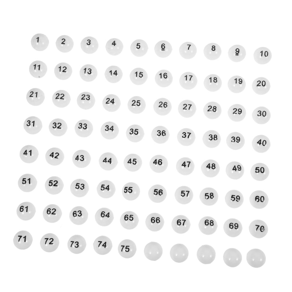 ibasenice 75pcs Plastic Lottery Balls for Party Games Numbered Raffle Balls and Portable for Bingo and Entertainment Activities