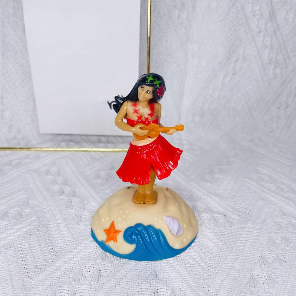 2PCS Hawaiian Guitar Girl Dancer Girl Bobble Head Car Dashboard Decoration Dancing Girl Shaking Ornament Solar Powered Dancing Animal Toy Car Interior Doll Ornament for Car Office Desk Home Decor G
