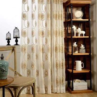 Iuokuby Sheer Curtains Modern Minimalist European Curtain Circle Embroidery Basic Rod Pocket Top Style Beautiful Voile Panel for Living Kids Baby Room Bedroom(1 Panel, W 52 x L 84 inch, White)