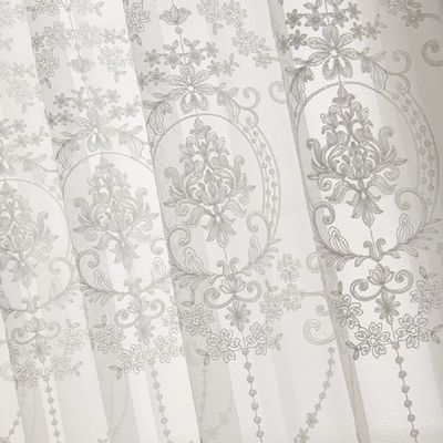 Iuokuby Sheer Curtains European Style White Embroidered Curtains Basic Rod Pocket Top Style Beautiful Voile Panel for Living Kids Baby Room Bedroom(1 Panel W 52 x L 90 inch White)