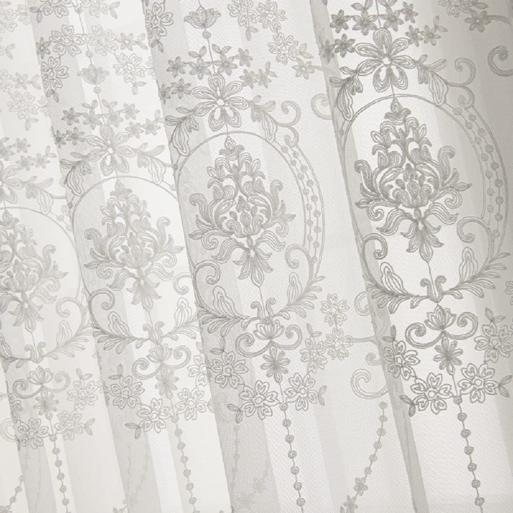 Iuokuby Sheer Curtains European Style White Embroidered Curtains Basic Rod Pocket Top Style Beautiful Voile Panel for Living Kids Baby Room Bedroom(1 Panel W 52 x L 90 inch White)