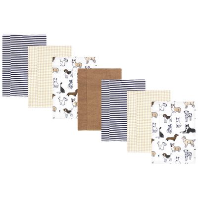 Hudson Baby Unisex Baby Flannel Burp Cloth 7pk, Handsome Dogs, One Size