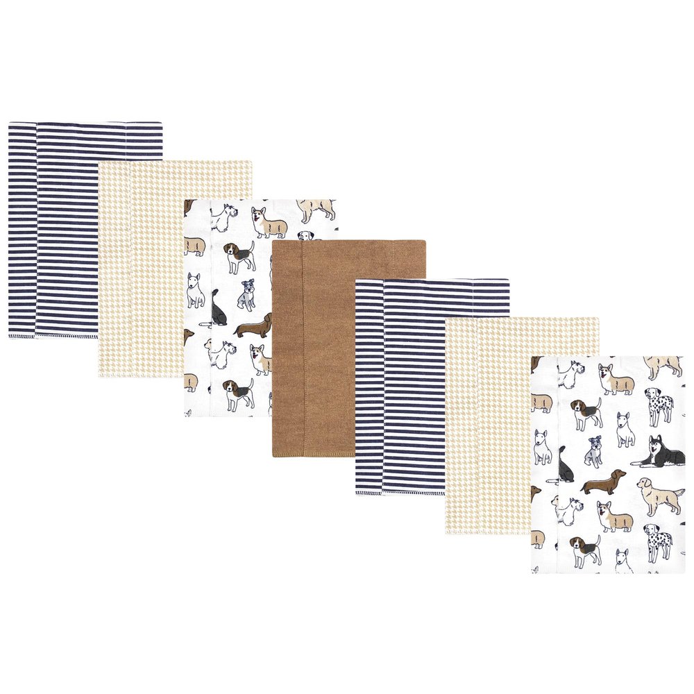 Hudson Baby Unisex Baby Flannel Burp Cloth 7pk, Handsome Dogs, One Size