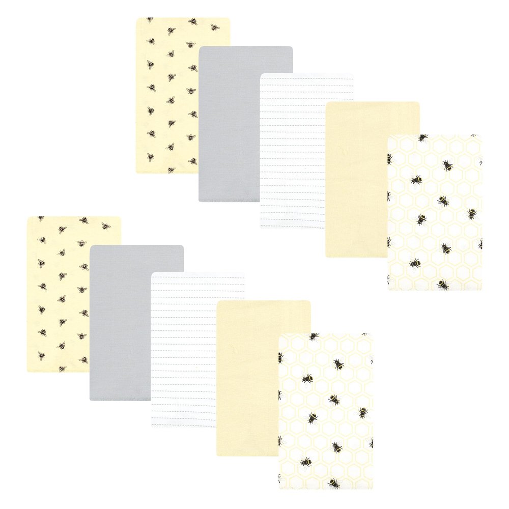 Hudson Baby Unisex Baby Flannel Burp Cloth 10pk, Honey Bee, One Size