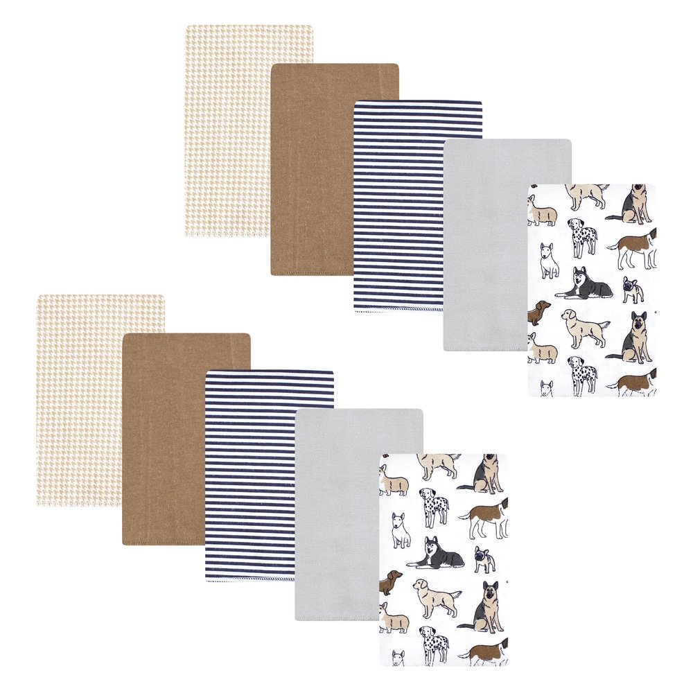 Hudson Baby Unisex Baby Flannel Burp Cloth 10pk, Handsome Dogs, One Size
