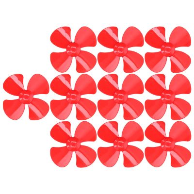 10Pcs 40mm 4 Blade Propeller Strong Wind Plastic Propeller Replacement for DIY Toy Car Model (Red)