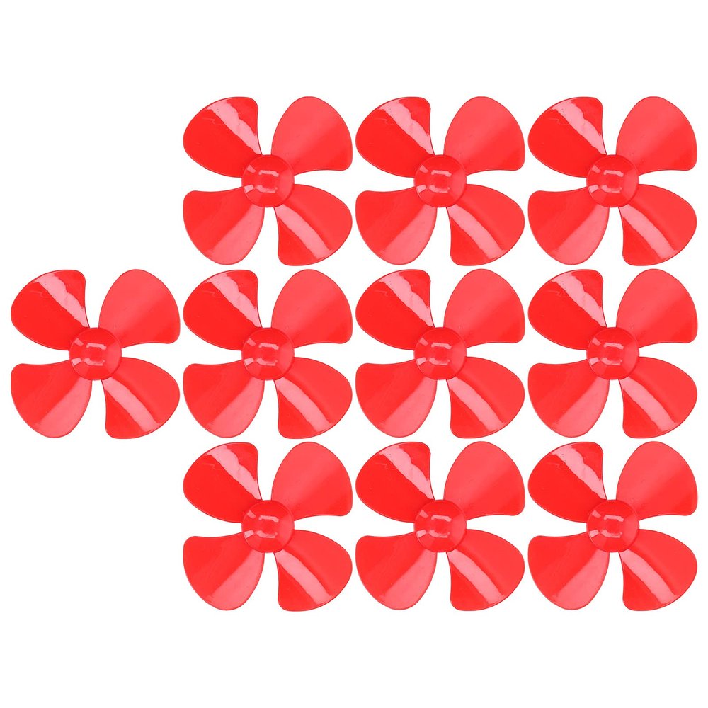 10Pcs 40mm 4 Blade Propeller Strong Wind Plastic Propeller Replacement for DIY Toy Car Model (Red)