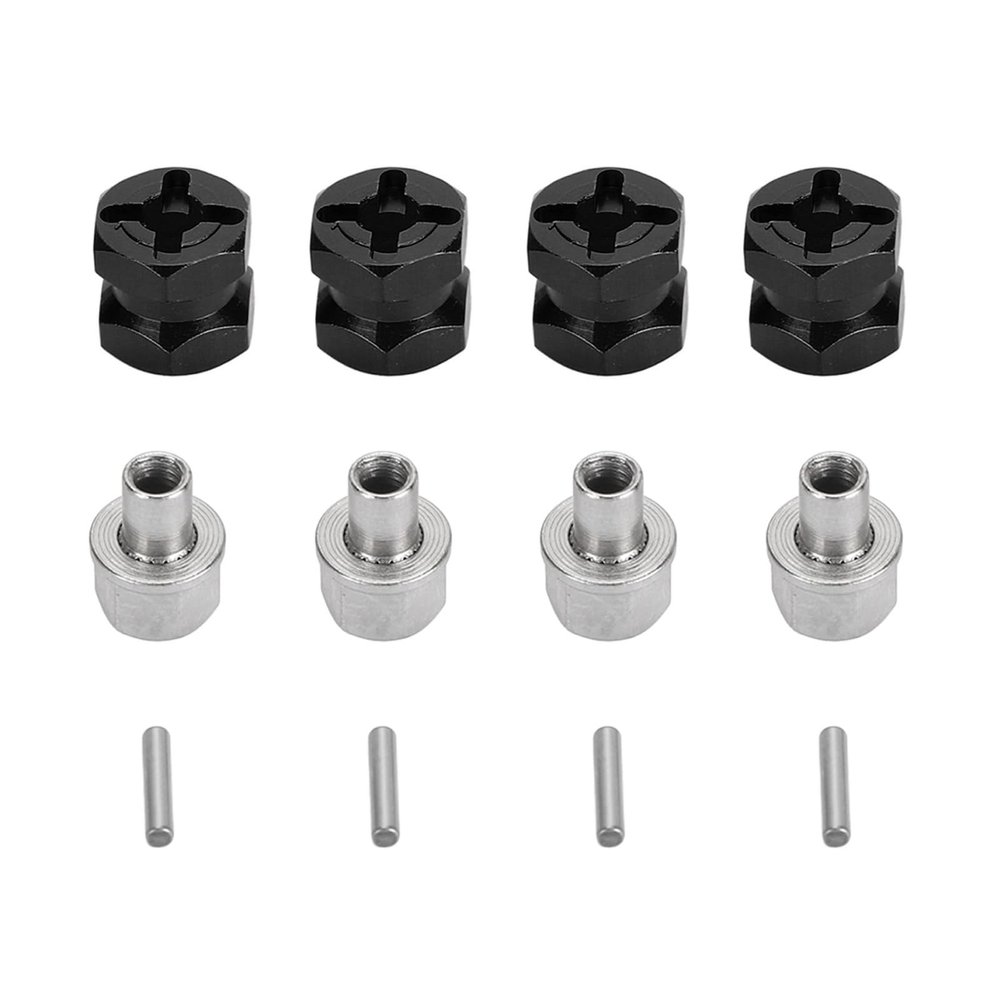 12mm Hex Hub Extenssion, RC Wheel Hex Spacers Hex Drive Adapter, Aluminium Alloy Rustproof Easy Install Sturdy Hex Extended Wheel Hubs for 1/10 RC Car (Black)