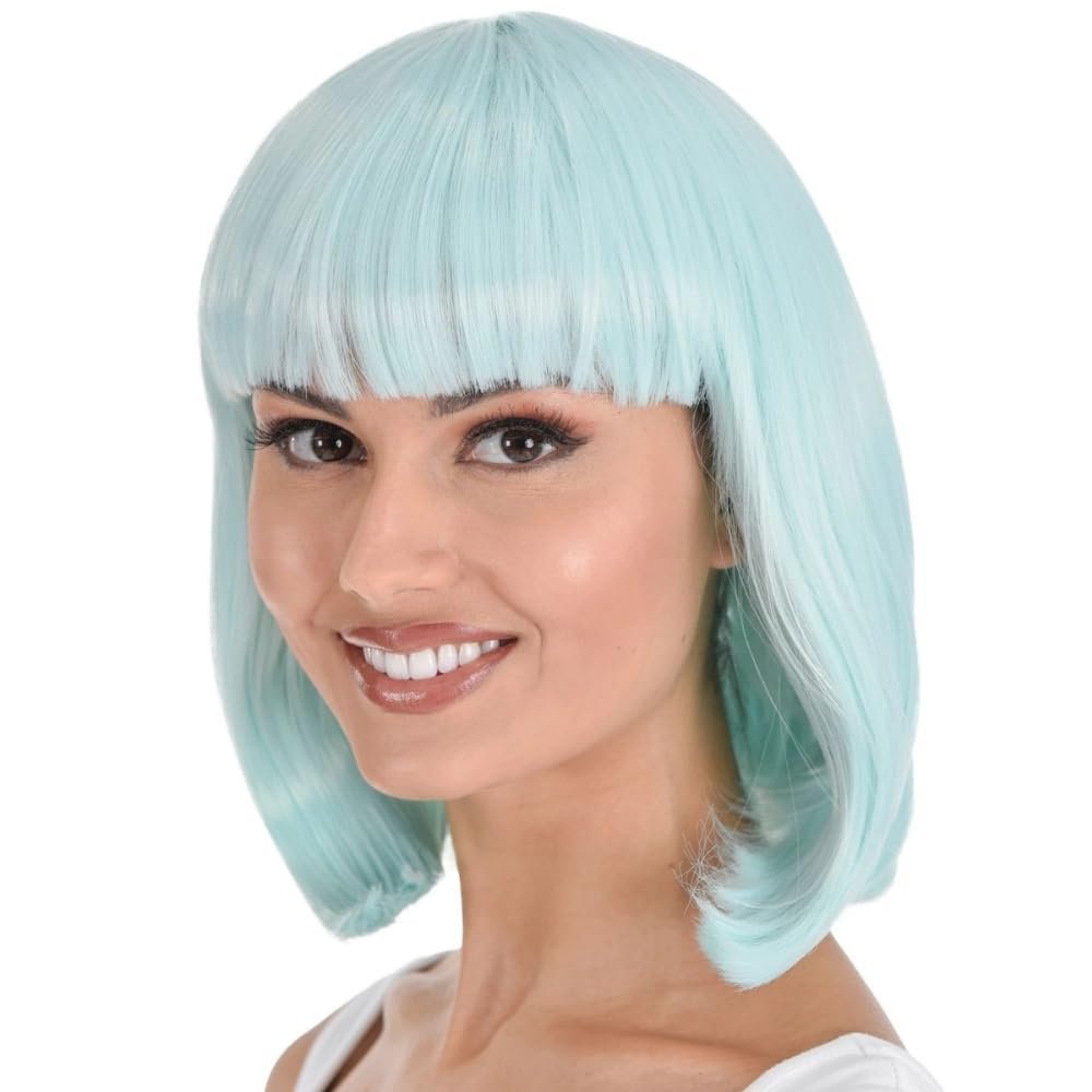 Amscan Vibrant Mint Long Bob Wig - 1 Piece - One Size Fits All, Perfect for Parties, Cosplay, and Everyday Fashion