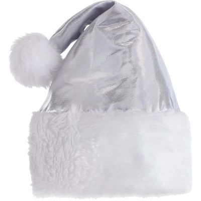 Amscan Silver Deluxe Santa Hat (15" x 11") 1 Piece - Festive Christmas Fancy Dress Accessory