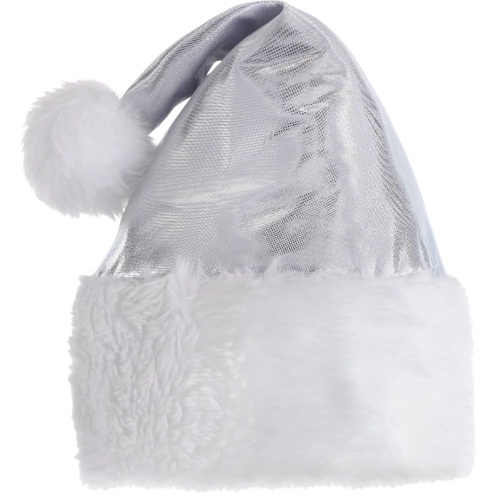 Amscan Silver Deluxe Santa Hat (15" x 11") 1 Piece - Festive Christmas Fancy Dress Accessory