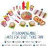 Lil Jumbl Wooden Snack Shop Playset | Kids Play Pretend Hot Dog Stand Push Cart w/ 125+ Burger, Fries, Pizza & Ice Cream Toy Accessories, Food Displays, Awning, Freezer, Storage Drawers & Menus view 4