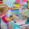 Lil Jumbl Wooden Sweet Treats Playset, Kids Play Pretend Dessert Stand Push Cart w/ 20+ Ice Cream Cone, Popsicle & Cupcake Accessories, Food Displays, Awning, Freezer, Storage Drawers, Clock & Menus view 2