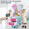 Lil Jumbl Wooden Sweet Treats Playset, Kids Play Pretend Dessert Stand Push Cart w/ 20+ Ice Cream Cone, Popsicle & Cupcake Accessories, Food Displays, Awning, Freezer, Storage Drawers, Clock & Menus view 4