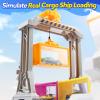 CUTE STONE Cargo Ship Toy & Gantry Crane, Toy Boat and Crane Playset with Sounds & Lights, Transport Containers, Push and Go Vehicle Cars, Kids Play Boats for Boys Girls view 4