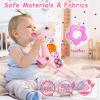 Baby Dino Plush Soft Stuffed Animal Toy for 0-3-6-12+ Months,Infant Musical Toy with Rattle,Squeaker,Sensory Crinkle,Teether & Textures,Tummy Time Toys Christmas Baby Gift for Newborn Girl(Pink) view 3