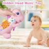 Baby Dino Plush Soft Stuffed Animal Toy for 0-3-6-12+ Months,Infant Musical Toy with Rattle,Squeaker,Sensory Crinkle,Teether & Textures,Tummy Time Toys Christmas Baby Gift for Newborn Girl(Pink) view 4