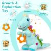 Baby Dino Plush Soft Stuffed Animal Toy for 0-3-6-12+ Months,Infant Musical Toy with Rattle,Squeaker,Sensory Crinkle,Teether & Textures,Tummy Time Toys Christmas Baby Gift for Newborn Girl Boy (Blue) view 3