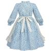FCCAM Prairie Colonial Dress Girls Long Sleeve Pioneer Dress Costume Floral Pioneer Girl Laura Ingalls Wilder Blue L view 3