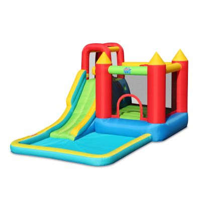Action Air Inflatable Bounce House with Blower, Big Bouncy Area and Slide, Durable & Extra Thick Bouncy Castle for Kids, Indoor/Outdoor Fun, Easy Setup, Safety Netting & Carrying Bag Included