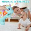 Baby Dino Musical Stuffed Animal Toys for 0-3-6-9-12 MonthsInfant Dinosaur Tummy Time Toys with Crinkle Sound Paper,TeetherTextures & Rattles for Newborn Boys Girls Birthday GiftsBlue view 2