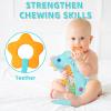 Baby Dino Musical Stuffed Animal Toys for 0-3-6-9-12 MonthsInfant Dinosaur Tummy Time Toys with Crinkle Sound Paper,TeetherTextures & Rattles for Newborn Boys Girls Birthday GiftsBlue view 4