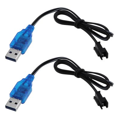 ECSiNG 2PCS 3.7V USB Charger Cable with SM-2P Connector Plug Adapter, Battery Power Supply Charging Cord for RC Boats Cars Trucks 3.7V Li-ion and Li-Po Battery