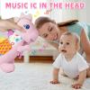 Baby Dino Musical Stuffed Animal Toys for 0-3-6-9-12 MonthsInfant Dinosaur Tummy Time Toys with Crinkle Sound PaperTeetherTextures & Rattles for Newborn Boys Girls Birthday GiftsPink view 2