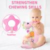 Baby Dino Musical Stuffed Animal Toys for 0-3-6-9-12 MonthsInfant Dinosaur Tummy Time Toys with Crinkle Sound PaperTeetherTextures & Rattles for Newborn Boys Girls Birthday GiftsPink view 4