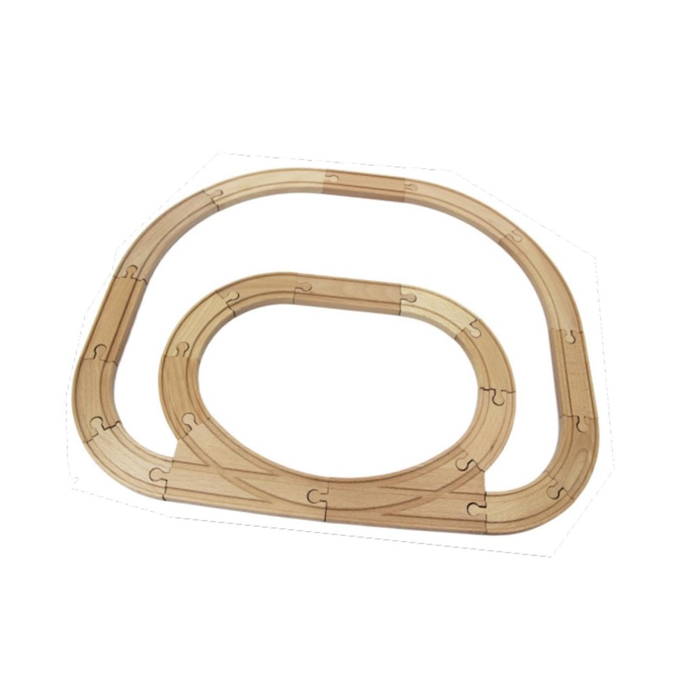 SM SunniMix Wooden Train Track,Railway Accessories,Railway Train Playset Train Railway Construction Set Tracks Toy for Kids Boys Toddlers, Inner and Outer Ring