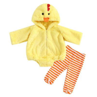 Adobabirl Baby Girl Boy Halloween Costume Chick Shaped Plush Cape Sleeve Hoodie Romper Striped Footie Pants Cute Clothes (Chick Costumes Yellow, 6-12 Months)