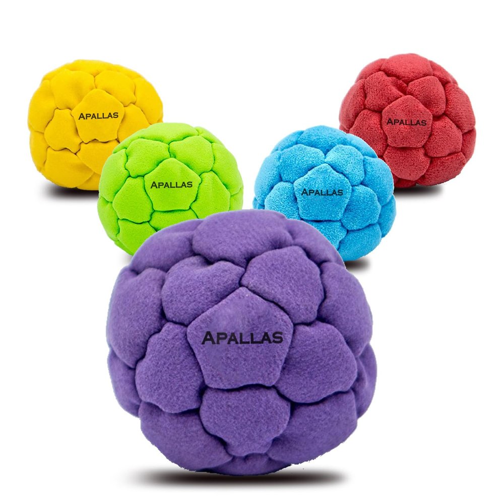 Footbag | No-Bust Stitching for Hard Kicking | 32 Panel Symmetry for Balance Tricks and Stalling | Professionally Hand-Stitched with Suede Material (Purple)