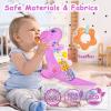 Baby Dino Plush Soft Stuffed Animal Toy for 0-3-6-12+ Months,Infant Musical Toy with Rattle,Squeaker,Sensory Crinkle,Teether & Textures,Toys for Christmas Baby Gift for Newborn Girl Boy (Purple) view 3