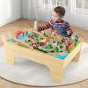INFANS Train Table, 84 Pieces Wooden Kids Activity Toy Table Playset with Reversible Detachable Tabletop, Tracks, Train, Railway, City, Gift for Toddler Boys Girls Ages 3+ (38 x 24.5 x 15.5) view 2