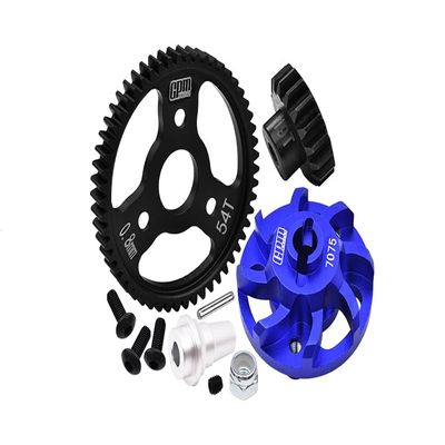 GPM 7075 Alloy SPUR Gear Adapter with Steel 32 Pitch 54T SPUR Gear & 19T Motor Gear for TRAXXAS 1/10 Slash 4X4 LCG-68086-21 (Blue)