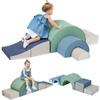 Merax Rainbow Soft Play Set, Soft Climbing Toys for Toddlers with Foldable Slide, Indoor Baby Soft Foam Blocks for Climbing and Crawling, 5-Piece view 1