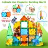 Asago Magnetic Tiles Zoo Animals Set - STEM Building Blocks for Kids Ages 3-8 - Animal Magnet Tiles with Storage Bag - Educational Safari Toy Gift for Boys & Girls - Compatible with All Major Brands view 3