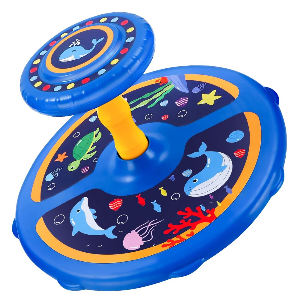 1, 2, 3, 4Year Old children's 360  rotating seat toy, Children's Day gift, boys and girls' birthday gift, ocean style, sitting and rotating toy, Toddler Toys Early Development&Activity Toys (Blue)