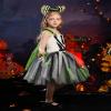 OBEEII Kids Girls Halloween Costume Black White Stripe Tulle Tutu Dress with Headband Set Carnival Fancy Dress Black White Stripe-Green 10-12 Years view 3