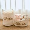 Personalized Diaper Caddy, Newborn Baby Shower Gifts, Diaper Caddy Organizer DIY Baby Name Cotton Rope Woven Diaper Caddy Nursery Storage Monogram Baby Basket (M) view 2
