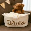 Personalized Diaper Caddy, Newborn Baby Shower Gifts, Diaper Caddy Organizer DIY Baby Name Cotton Rope Woven Diaper Caddy Nursery Storage Monogram Baby Basket (M) view 4