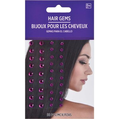 Amscan Shiny Purple Hair Gems (4mm - 6mm) Pack of 50 - Perfect for Elegant Hairstyles and DIY Hair Accessories