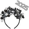 Amscan 2025 NYE Black & Silver Headband (7.6") 1 Piece - Elegant New Years Eve Headband view 1