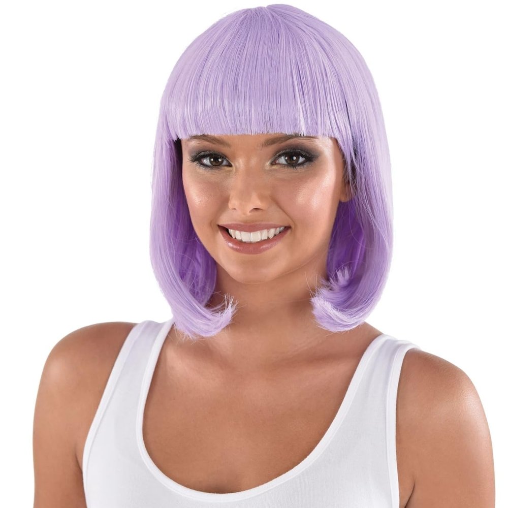 Amscan Vibrant Lilac Long Bob Wig - 1 Piece - One Size Fits All, Perfect for Parties, Cosplay, and Everyday Fashion