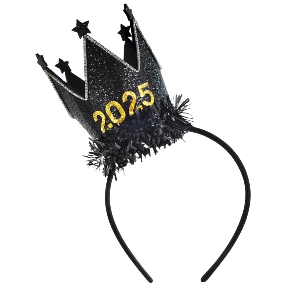 Amscan 2025 NYE Black & Gold Crown Headband (9") 1 Piece - Perfect New Year's Eve Party Accessory