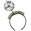 Amscan Spinning Disco Ball Happy New Year Headband (9") 1 Piece - Black, Silver & Gold, Ultimate NYE Party Accessory view 1
